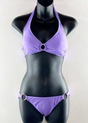 Letarte Maui Two Piece Triangle Ring Bikini Swimsuit Lilac Lavender Purple Small