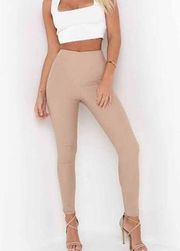 Tiger Mist Beige Cream Cant Keep Up Pants Matte High Rise Skinny Size Large