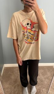 tan oversized tee