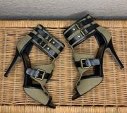 Ash Enya Mixed Media Buckle Gladiator Open Toe Heel Size 39