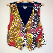 NWT Vintage 90s Textured Beaded Multicolored Vest Size L