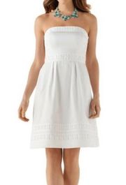 WHBM Little Tulip Strapless Fit & Flare Dress White Size 12