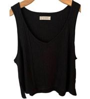 Lucky Brand  Womens Tank Top Cropped Size Small Ribbed Stretchy Soft Black NEW