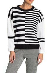 Catherine Malandrino Womens Colorblock Stripe Knit Sweater Pullover L Large