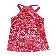 Tropical Escape Red White Spotted Halter Neck Tankini Swim Top Women's Size 12