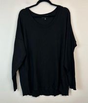 Lane Bryant | Black Exposed Seams Scoop Neck Long Sleeve Sweater Size 18/20