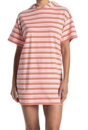 NORDSTROM ABound Oversized Hooded T-shirt Dress SMALL Coral PINK short sleeve