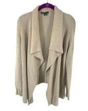 Vince Women's Open Front Cardigan Sweater Wool Shawl Drape Collar Knit Tan Small