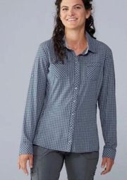 Kuhl Ezra Gingham Abyss Button Front Shirt Top Size Extra Large