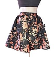 Speechless Black Peach Floral Flare Skirt Party Lined w/Tulle - Juniors Sz 7