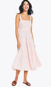 MINKPINK Striped Pink Sundress Striped Tier Summer Midi Dress XL X-Large