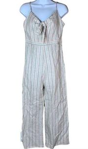 Olivaceous linen blend jumpsuit