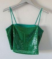 J. Crew Collection Festive Green Sequin Crop Top NEW