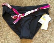 NEW NWT JAG JEANS Solid Black Pink White Belted Floral Y2K Bikini BOTTOM Small