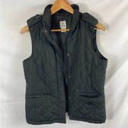 Izod Quilted Zip Up Vest Black Size Small