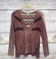 Buckle Gimmicks by BKE Boho Beaded Crochet Flowy Top NWT Size XS