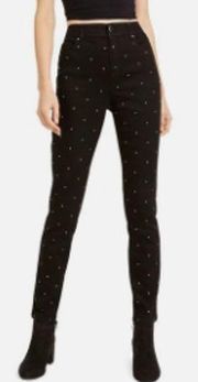 Bar III Women's Ankle Studded Skinny Jeans Black Size 2