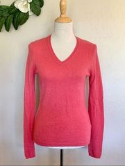 Adrienne Vittadini 100% Cashmere Pink V-Neck Sweater