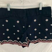 LOFT outlet- Navy red/white embroidered flower pattern- size 6