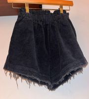 High Waisted Corduroy Black Shorts