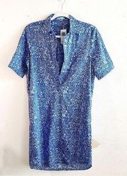 J. McLaughlin Dress Blue Arissa Short Sleeve Shirt Dress Beatriz Spot Sz XS NWT