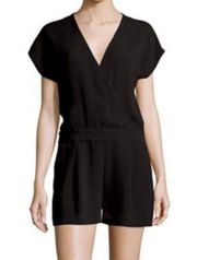 Diane Von Furstenburg Emerson Crepe Romper Black V-Neck Size 8