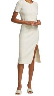 NWT L’Agence Nancy Boucle Knit White Skirt With Front Slit US XS $275 MSRP