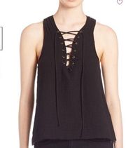 Revolve ROI Black Lace-Up Tank Top (M)