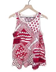 Sonoma Women's Red White American Flag Bandana Print Tank Top Size Medium