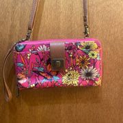 Sakroots pink floral butterfly wallet wristlet purse