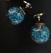 Reversible snow globe earrings blue