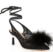 Nicola Bathie X  Ostrich Feather Lace Pumps