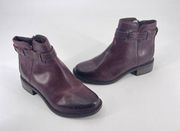 Clarks Maye Ease Ankle Boots Dark Brown Womens US 8M Leather Side Zip Boho New