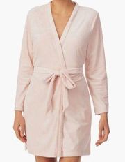 LKate Spade Embossed Floral Plush Long-Sleeve Tie-Front Short Cozy Robe