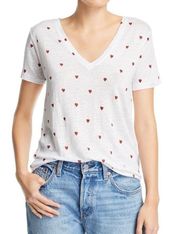 Rails Cara Heart Print V Neck Tee Size Medium