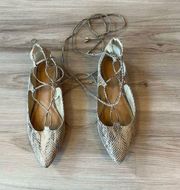 Old Navy Snakeskin Gladiator Lace Up Flats