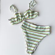 Aerie Women’s Striped Underwire Bikini Top & High Waisted Bottom Set Size Small