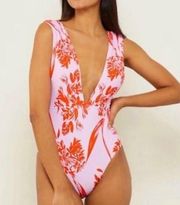 BCBG MaxAzria Camilla Plunging Neck One Piece Swimsuit