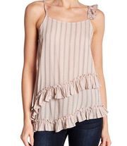 NWT Ro & De Anthropologie Asymmetrical Semi Sheer Pale Mauve Striped Tank Top