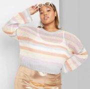 NWOT Pastel Rainbow Striped Crewneck Sweater New