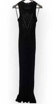 Roberto Cavalli Extra long knitted black sleeveless gown, NWT