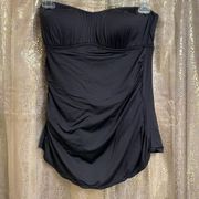 Merona Black Strapless Ruched Side One Piece Tummy Coverage Swimsuit XL