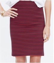 Madewell Downtown Ponte Bodycon Pencil Skirt in Red & Navy Nautical Stripes Sz M