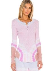 Sundry Tie-Dye Long Sleeve Scoop Neck Henley Size 3 ( L )