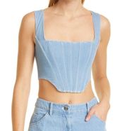 Intermix Staud Alice Corset Top in Light Wash Denim NWT Size 12