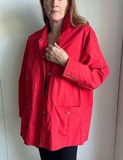 Liz Claiborne vintage 90s  Red Spring Jacket Utility Midi Pockets Size Medium