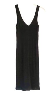 Bodycon Mini Dress Tank Sleeveless V Neck Tube Dress Black