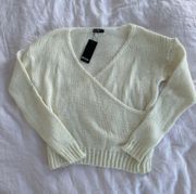 Nasty Gal White Knitted Crisscross Sweater