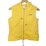 Christopher & Banks yellow pocketed drawstring hooded vest Y2K style size S