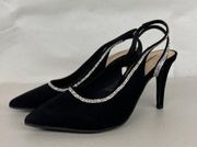 NEW Ann taylor factory jewel rhinestone slingback heel pointed toe black Sz 7 m